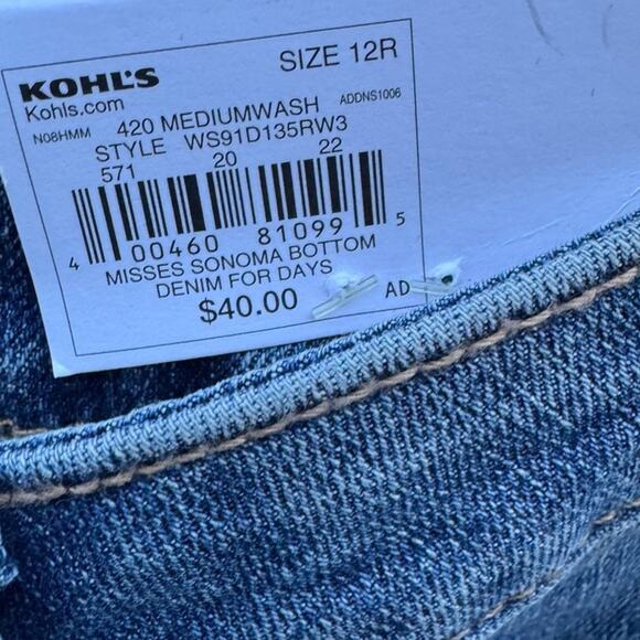 NWT New Sonoma Womens Size 12R High Rise Wide Leg Crop Denim Blue Jeans - Picture 4 of 5